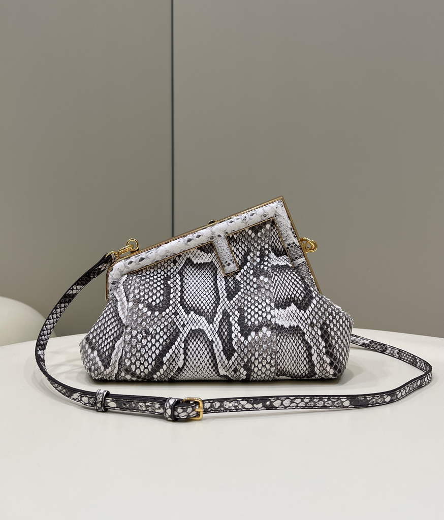 Fendi First Small 8BP129 Gray python leather bag - Default Title - View 1