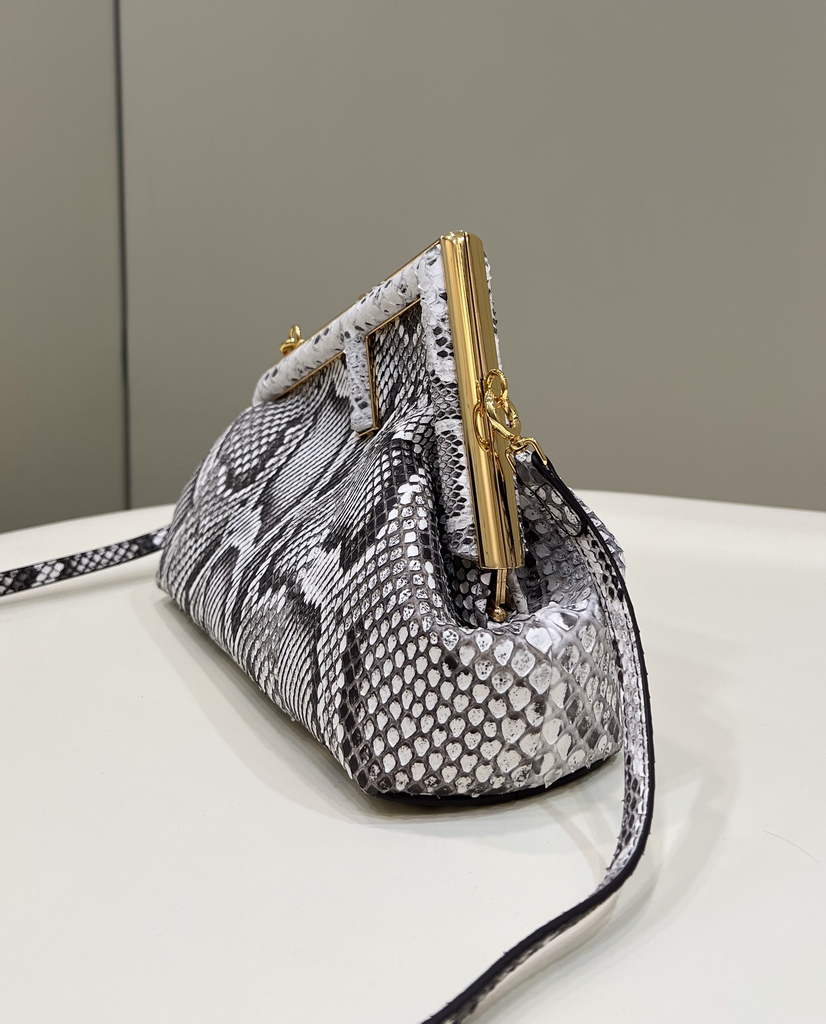 Fendi First Small 8BP129 Gray python leather bag - Default Title - View 3