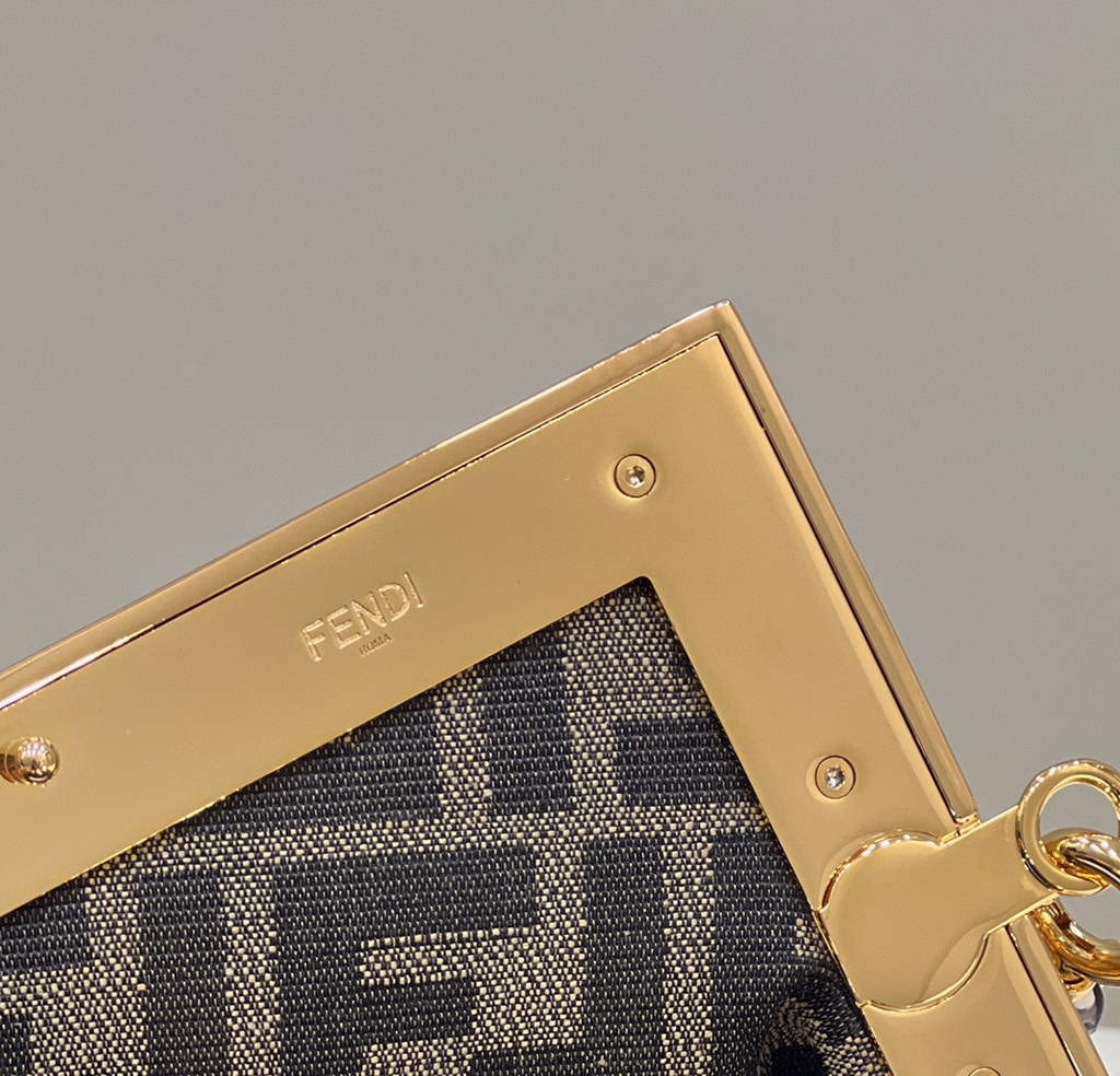 Fendi First Small 8BP129 Gray python leather bag - Default Title - View 6