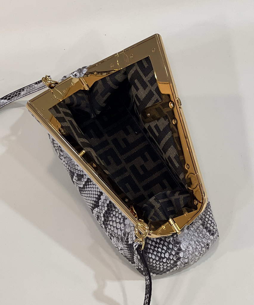 Fendi First Small 8BP129 Gray python leather bag - Default Title - View 9