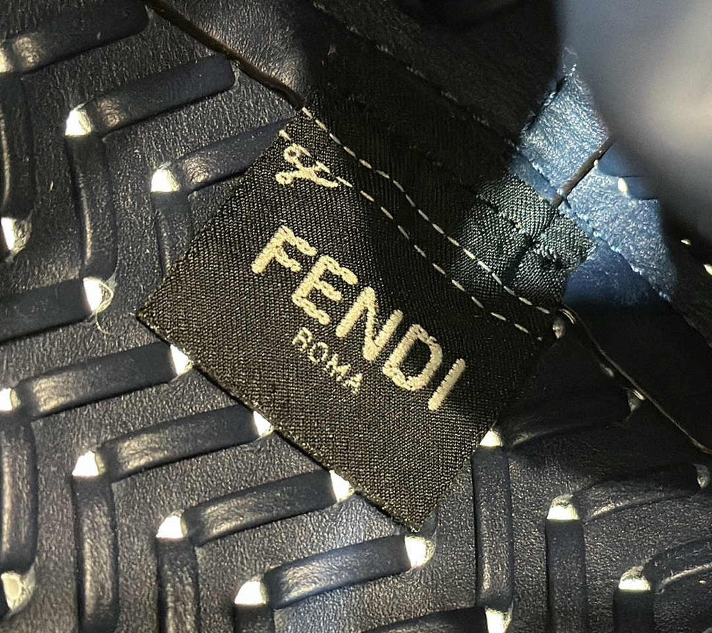 Fendi First Small 8BP129 Navy Blue Interlaced Leather Bag - Default Title - View 8
