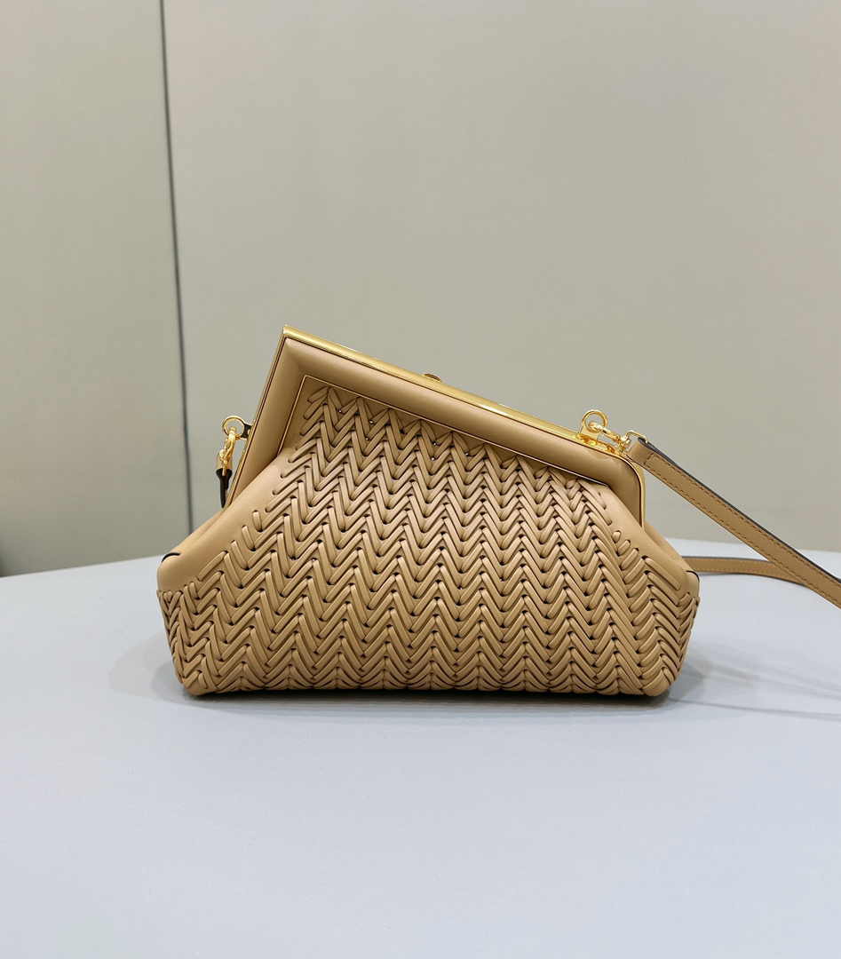 Fendi First Small 8BP129 Apricot Interlaced Leather Bag - Default Title - View 2