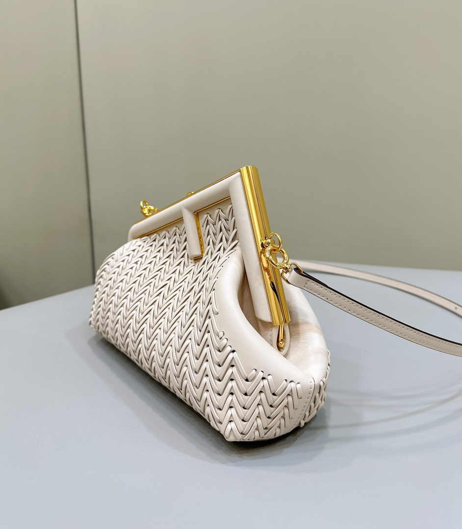 Fendi First Small 8BP129 Beige Interlaced Leather Bag - Default Title - View 3