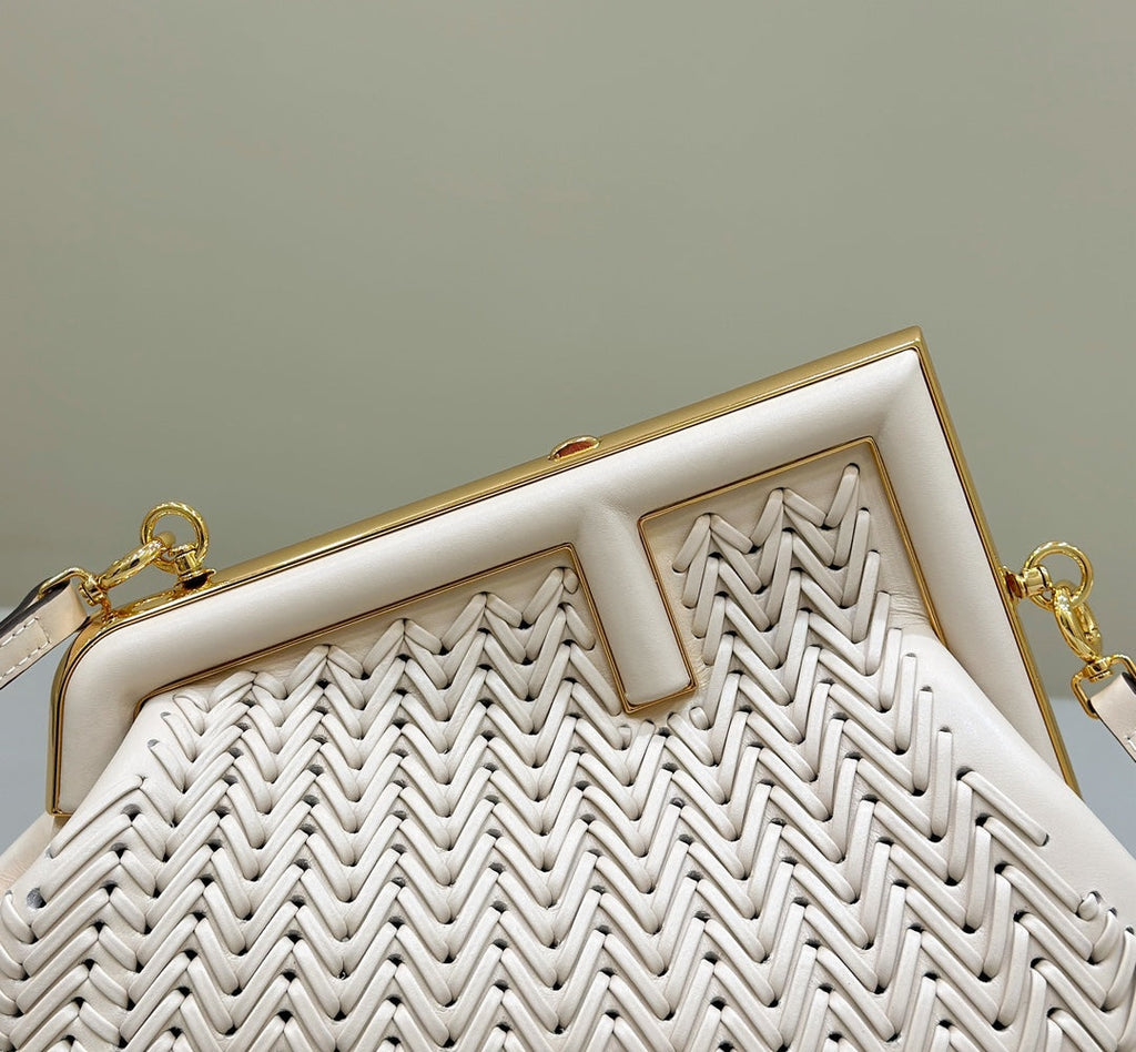 Fendi First Small 8BP129 Beige Interlaced Leather Bag - Default Title - View 6
