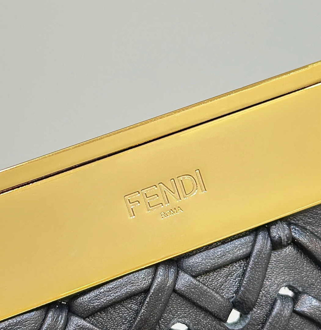 Fendi First Small 8BP129 Black Interlaced Leather Bag - Default Title - View 6