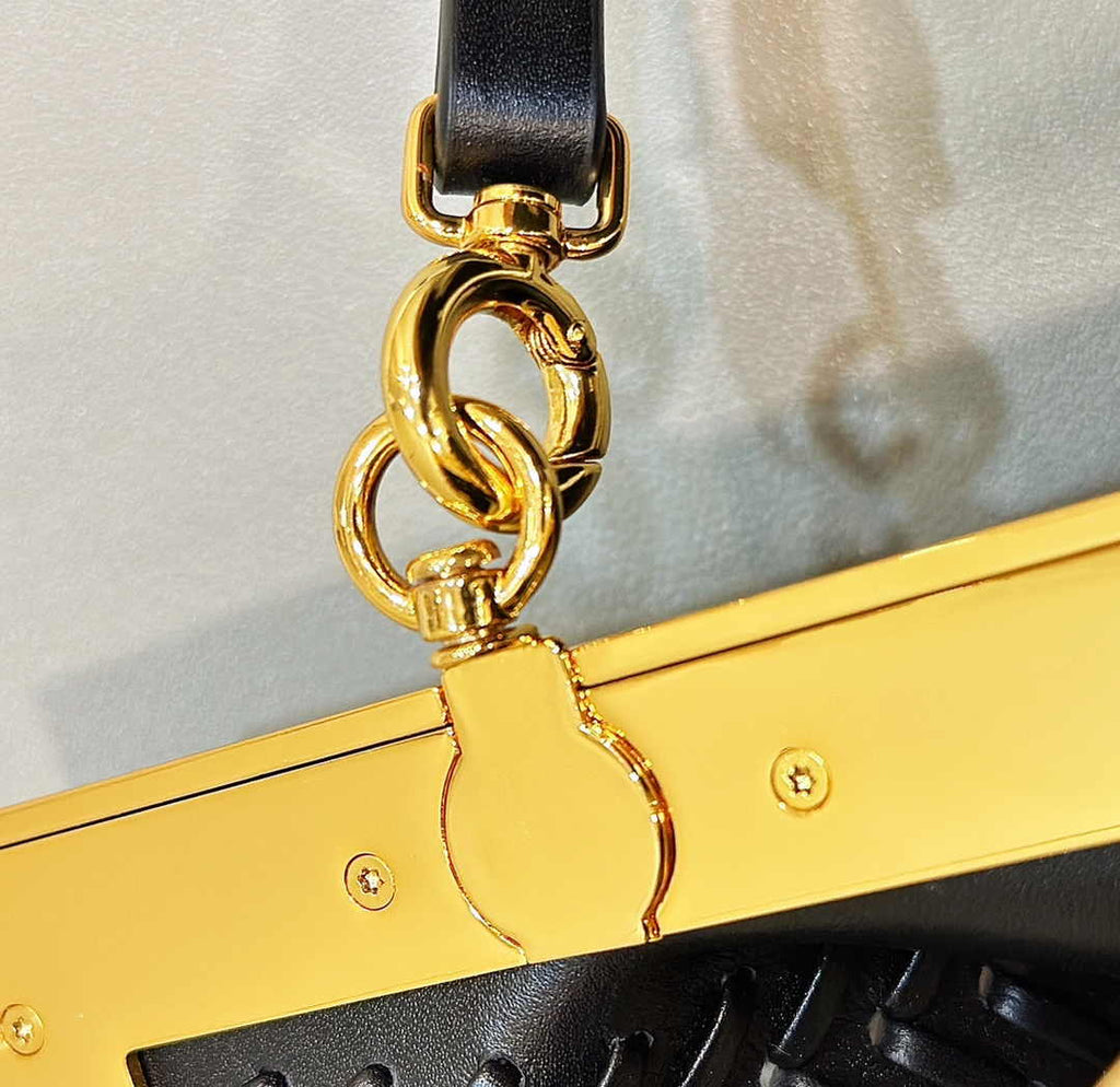 Fendi First Small 8BP129 Black Interlaced Leather Bag - Default Title - View 7
