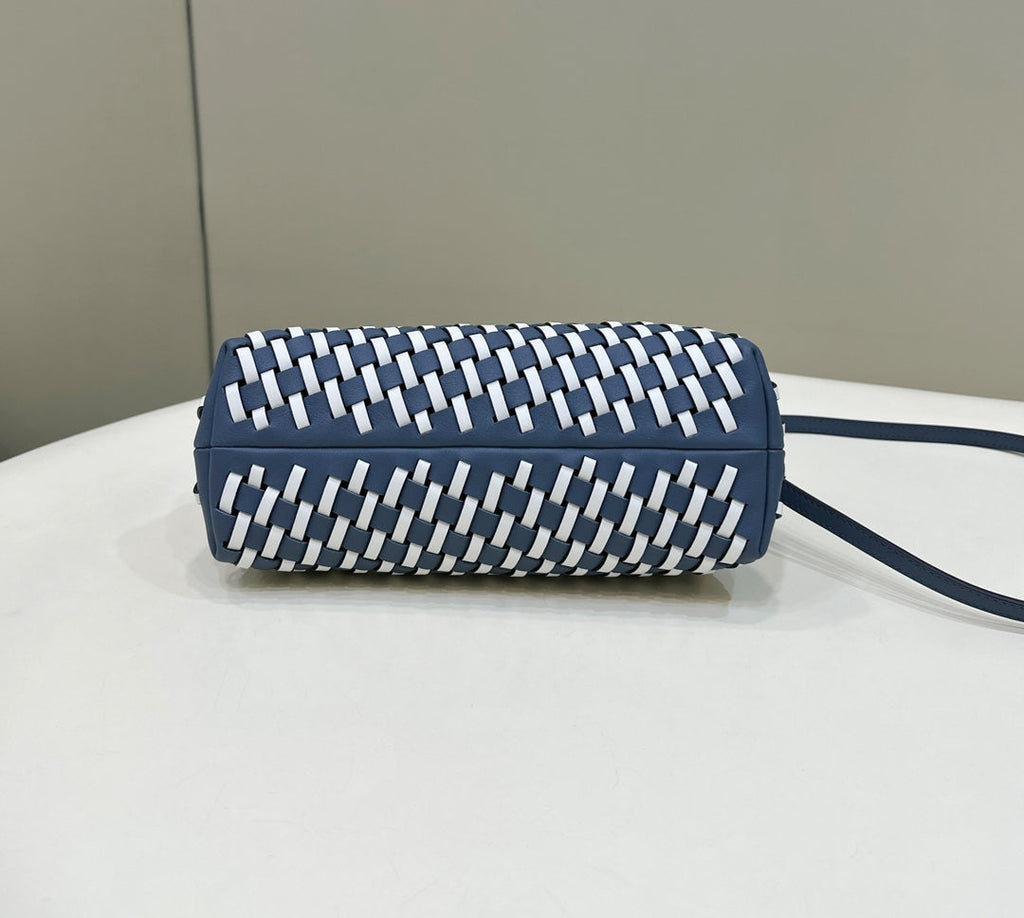 Fendi First Small 8BP129 White and Blue Interlaced Leather Bag - Default Title - View 4