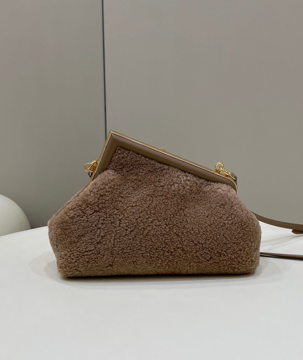 Fendi First Small 8BP129 khaki sheepskin bag - Default Title - View 2