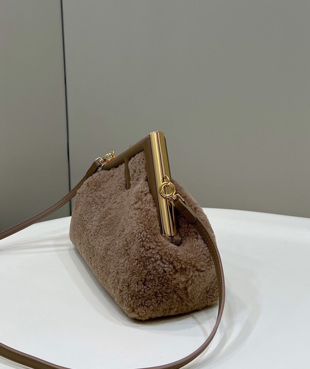 Fendi First Small 8BP129 khaki sheepskin bag - Default Title - View 3