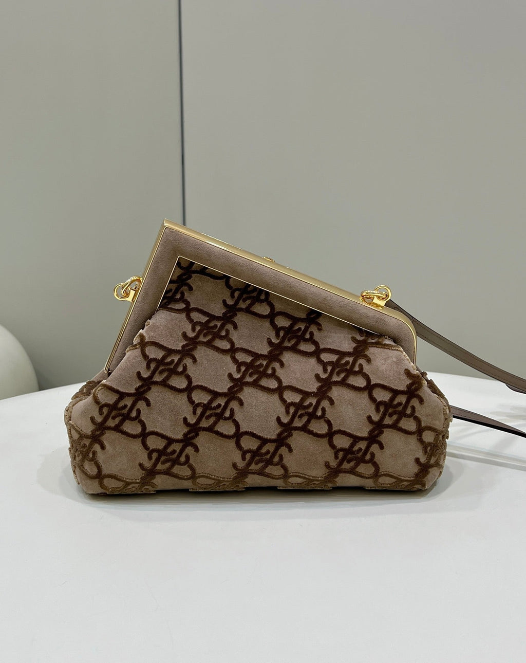 Fendi First Small 8BP129 khaki Suede bag - Default Title - View 2