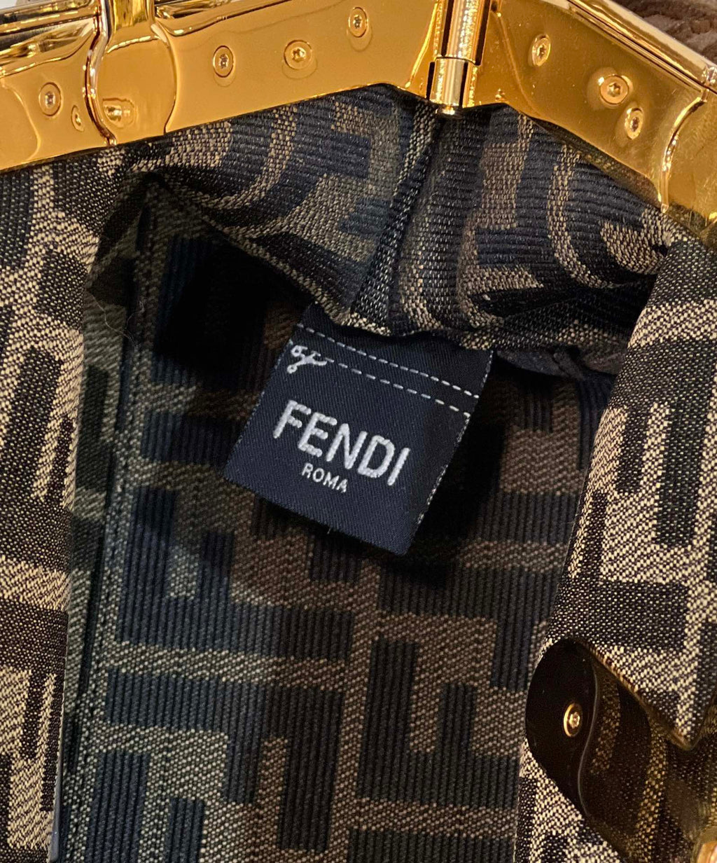 Fendi First Small 8BP129 khaki Suede bag - Default Title - View 8