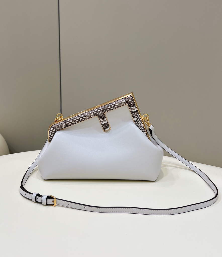 Fendi First Small 8BP129 White leather and python leather bag - Default Title - View 1