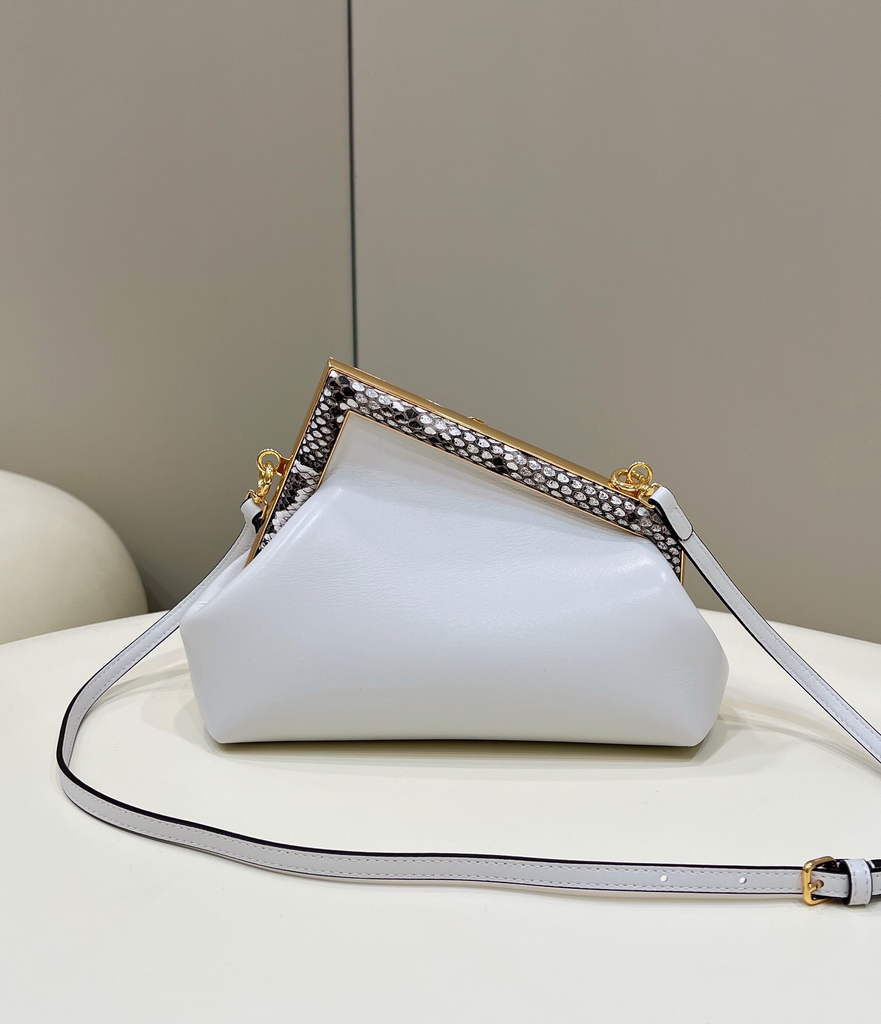 Fendi First Small 8BP129 White leather and python leather bag - Default Title - View 2