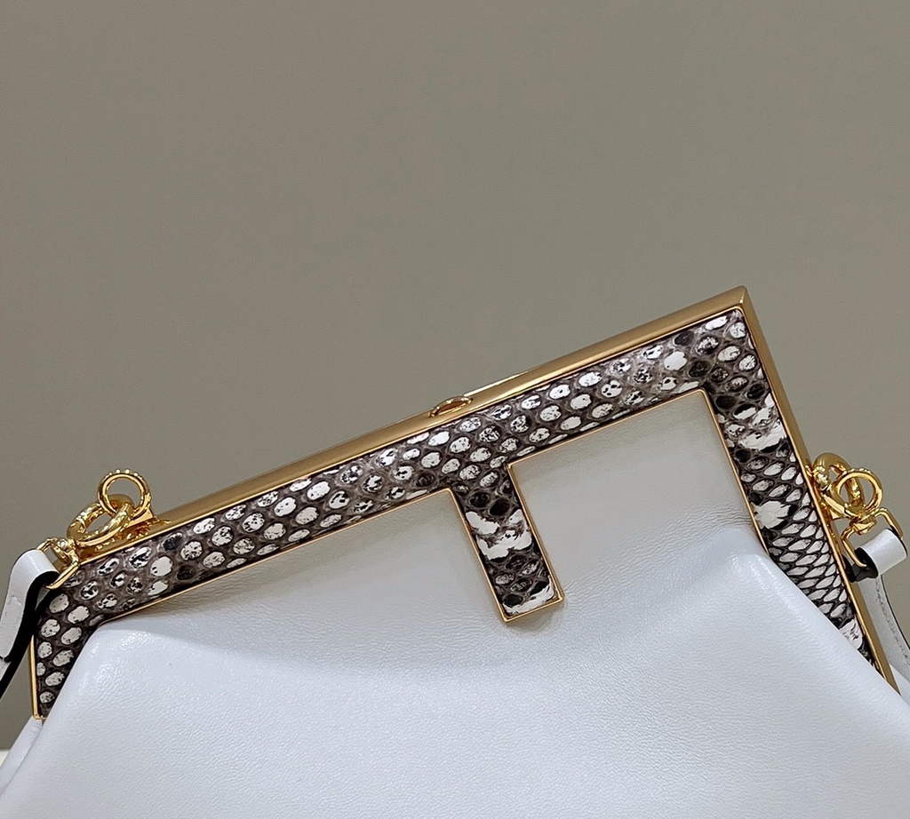 Fendi First Small 8BP129 White leather and python leather bag - Default Title - View 4
