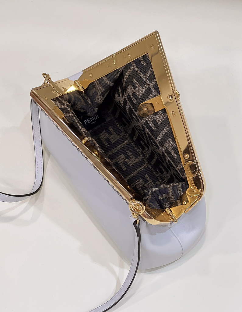 Fendi First Small 8BP129 White leather and python leather bag - Default Title - View 9