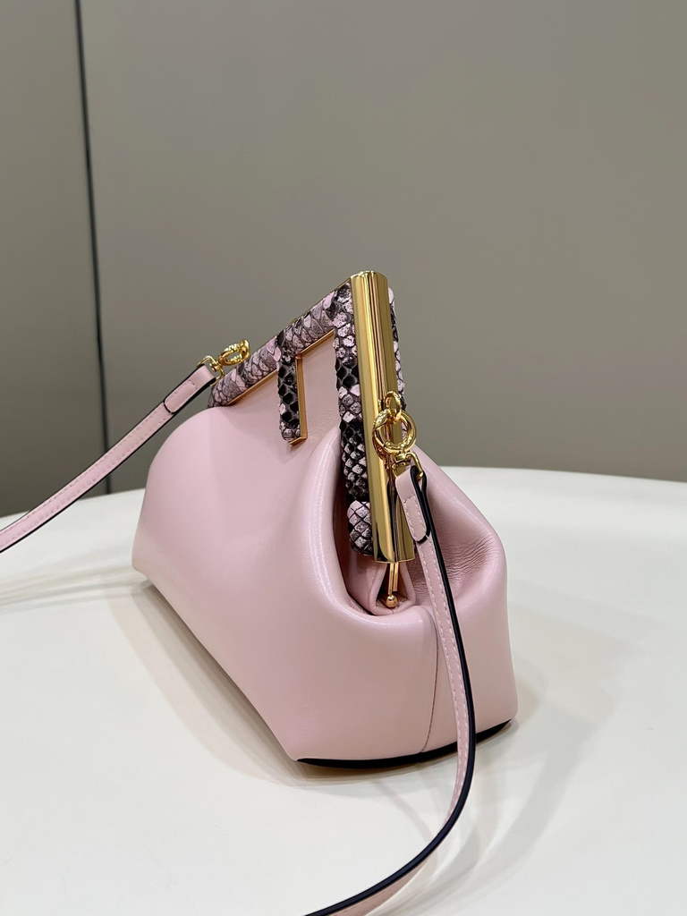 Fendi First Small 8BP129 Pink leather and python leather bag - Default Title - View 3
