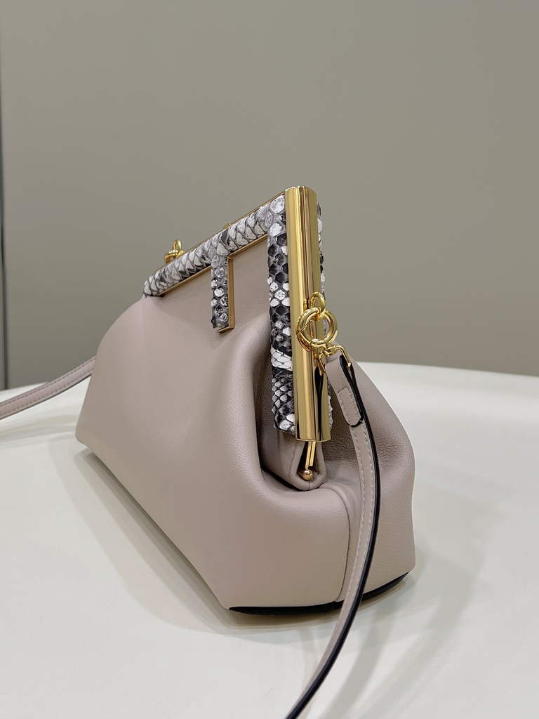 Fendi First Small 8BP129 Beige leather and python leather bag - Default Title - View 2