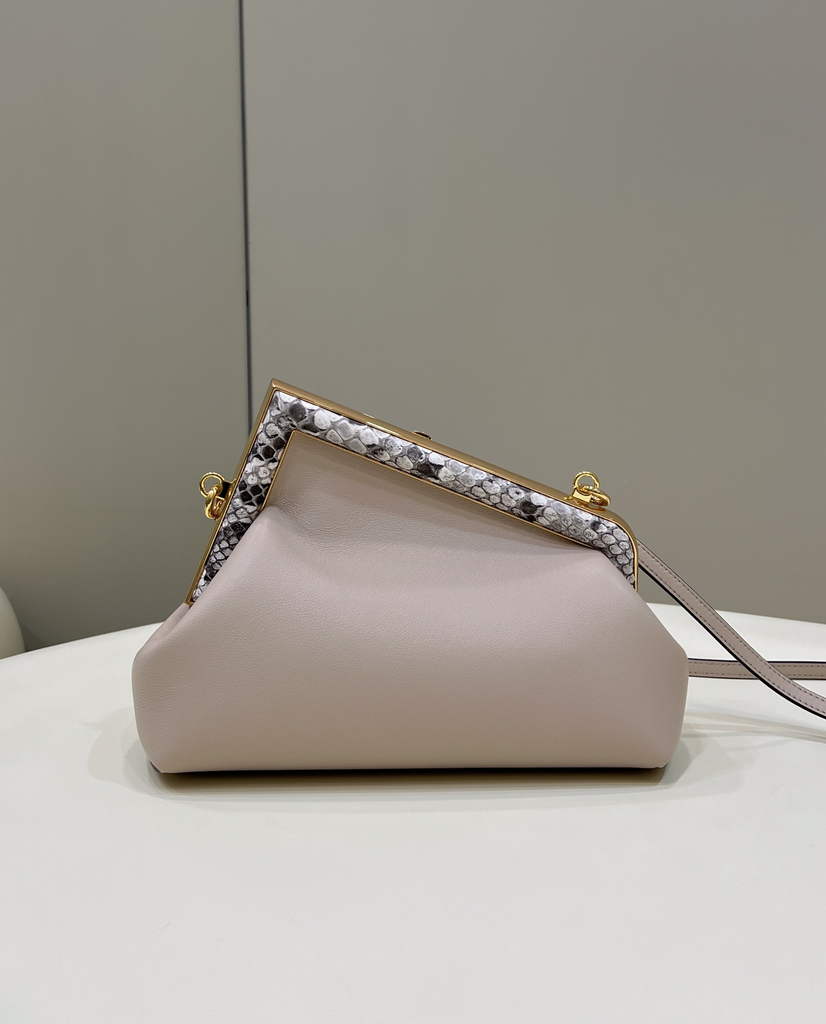 Fendi First Small 8BP129 Beige leather and python leather bag - Default Title - View 3