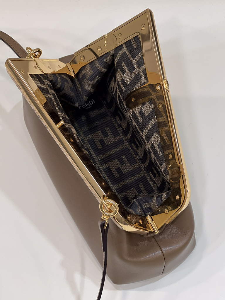 Fendi First Small 8BP129 Brown leather and python leather bag - Default Title - View 9