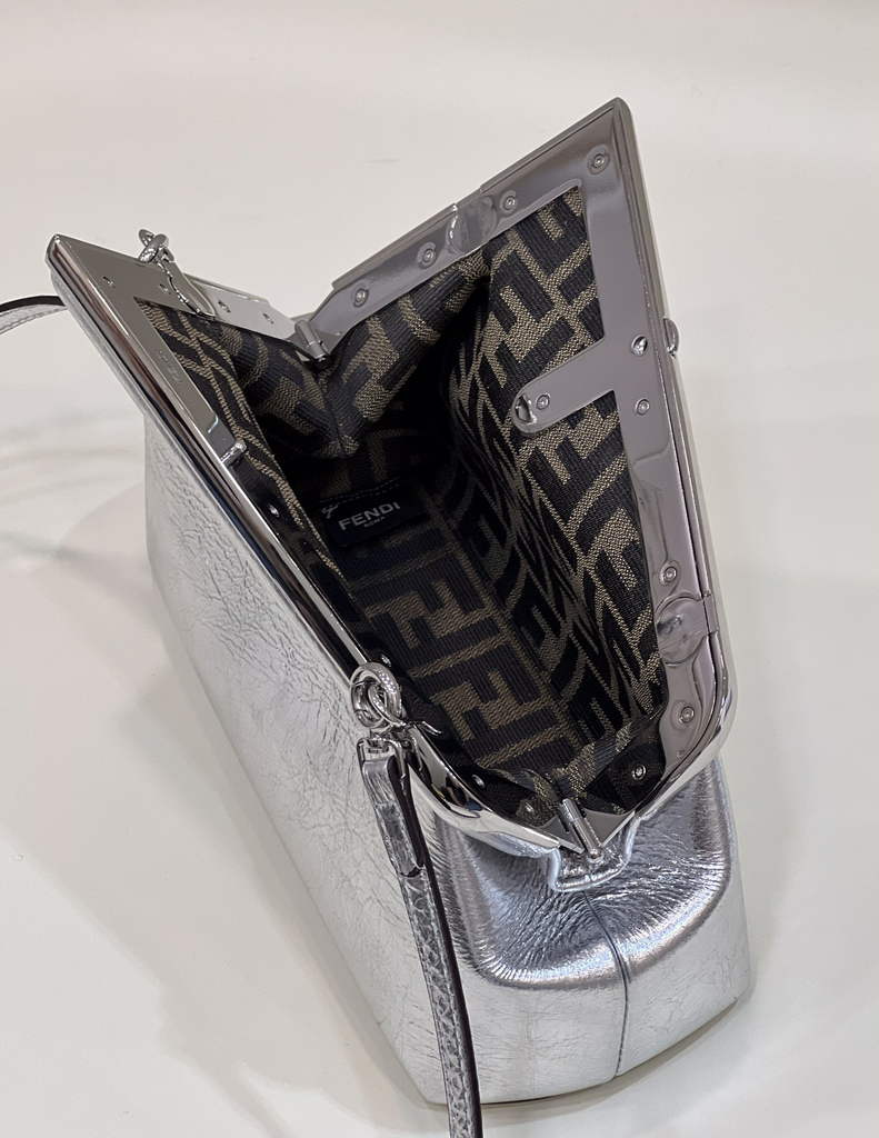 Fendi First Small 8BP129 Silver leather bag - Default Title - View 9