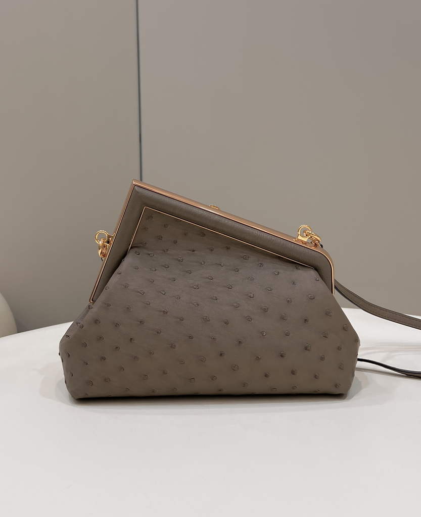 Fendi First Small 8BP129 Light Brown ostrich leather bag - Default Title - View 3