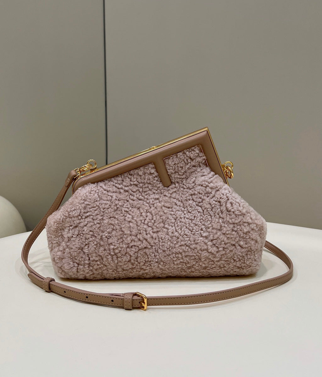 Fendi First Small 8BP129 Pink sheepskin bag - Default Title - View 1