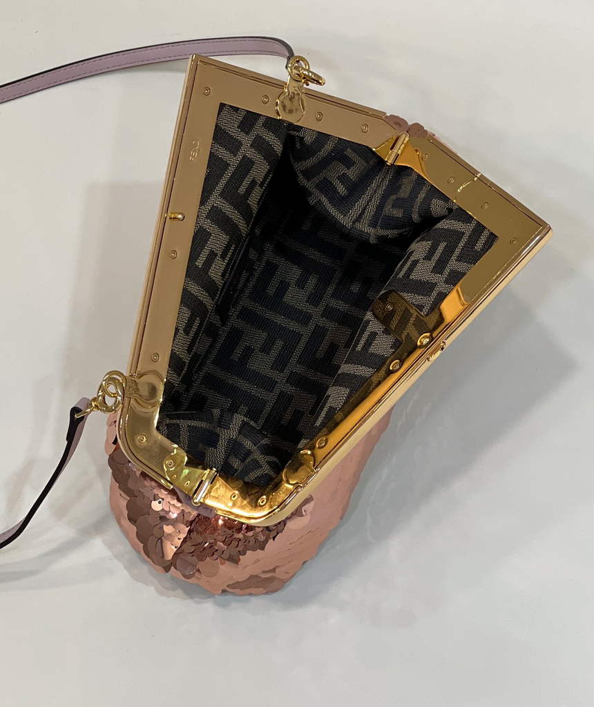 Fendi First Small 8BP129 Rose Red Gold-colored leather sequinned bag - Default Title - View 8