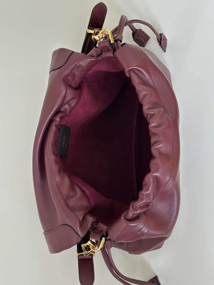 Fendi Mamma Baguette Medium Bag 8BR833 wine red leather - Default Title - View 10