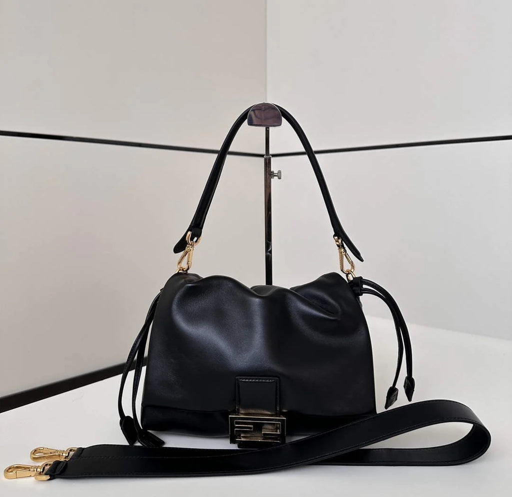 Fendi Mamma Baguette Medium Bag 8BR833 black leather - Default Title - View 1