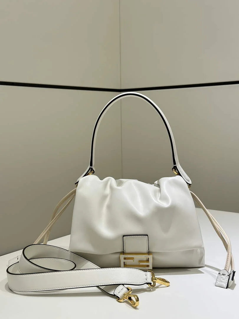 Fendi Mamma Baguette Medium Bag 8BR833 beige leather - Default Title - View 1