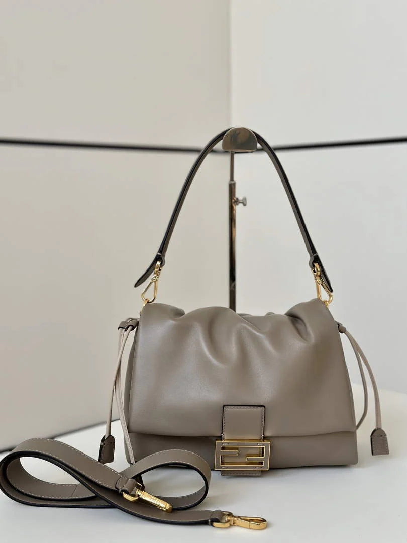 Fendi Mamma Baguette Medium Bag 8BR833 gray leather - Default Title - View 1