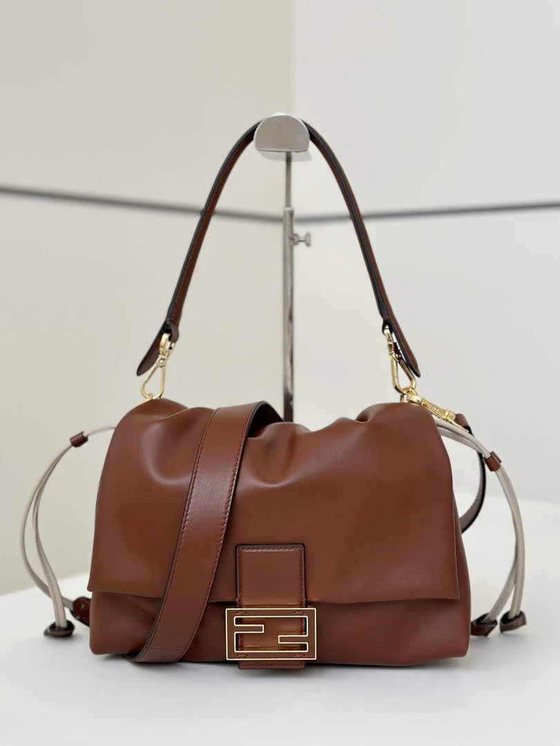 Fendi Mamma Baguette Medium Bag 8BR833 brown leather - Default Title - View 1