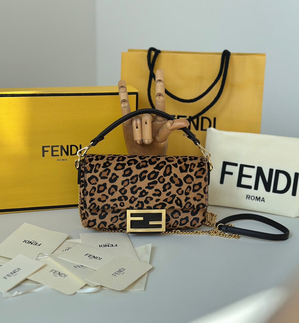 Fendi Mini Baguette Printed Calfskin Leather Bag 8BS017 - Default Title - View 1