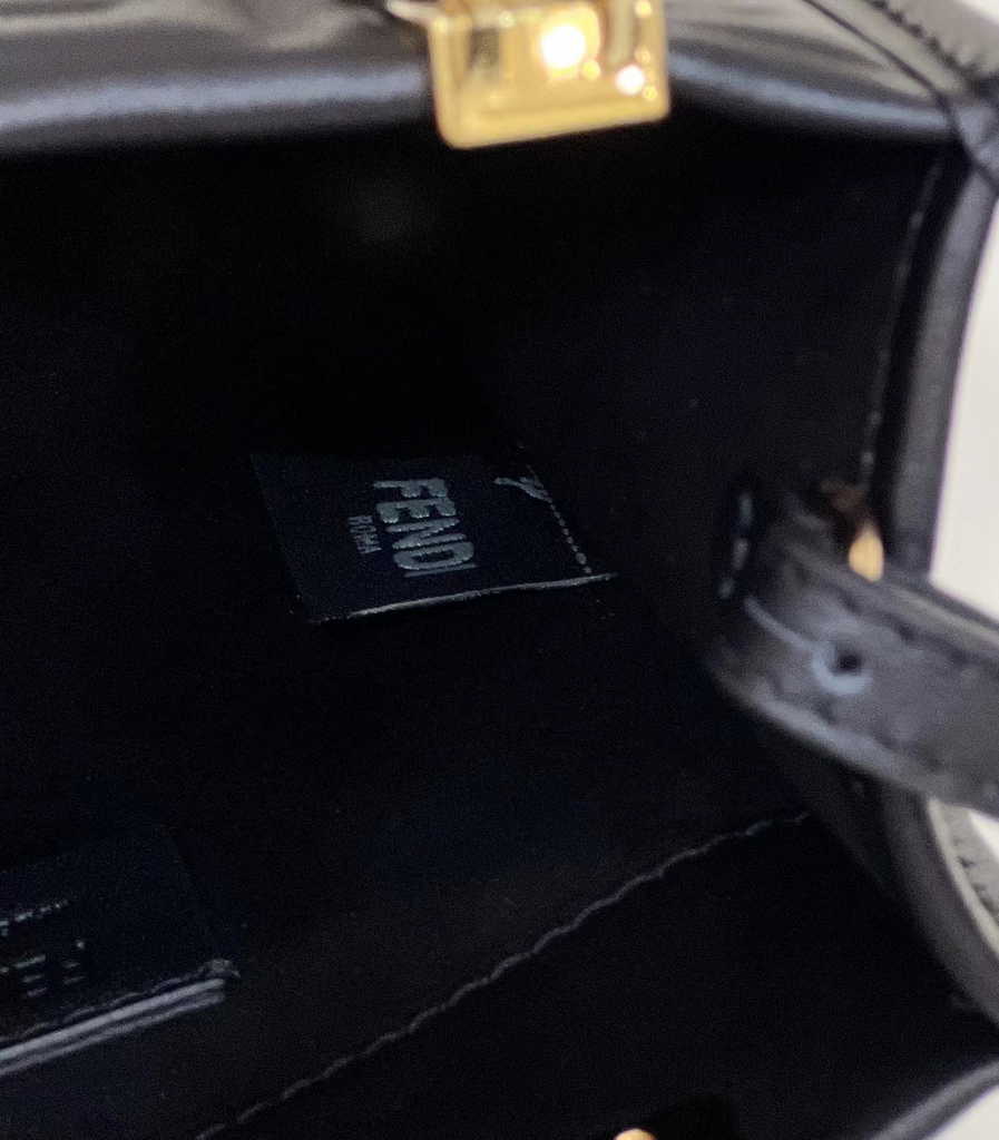 Fendi Mini Sunshine Shopper 8BS051 Black leather mini-bag with FF motif - Default Title - View 7