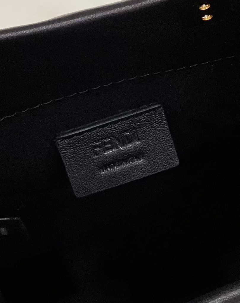 Fendi Mini Sunshine Shopper 8BS051 Black leather mini-bag with FF motif - Default Title - View 8