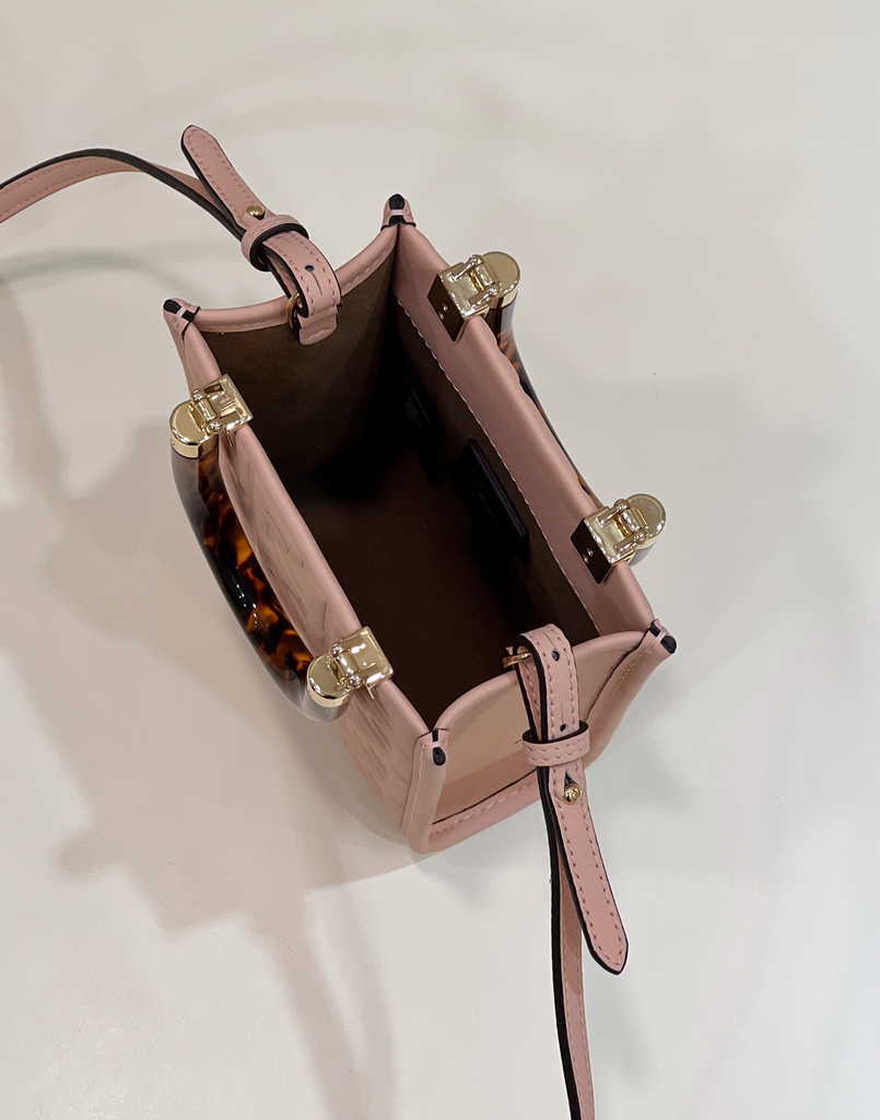 Fendi Mini Sunshine Shopper 8BS051 pink leather mini-bag with FF motif - Default Title - View 10