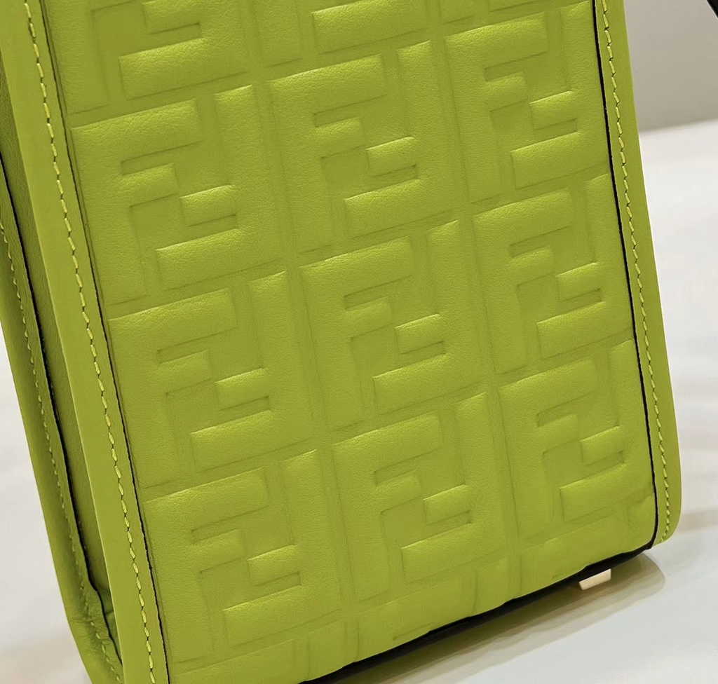 Fendi Mini Sunshine Shopper 8BS051 green leather mini-bag with FF motif - Default Title - View 5