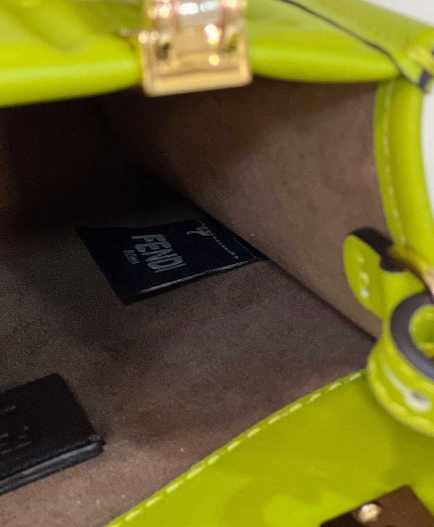 Fendi Mini Sunshine Shopper 8BS051 green leather mini-bag with FF motif - Default Title - View 10