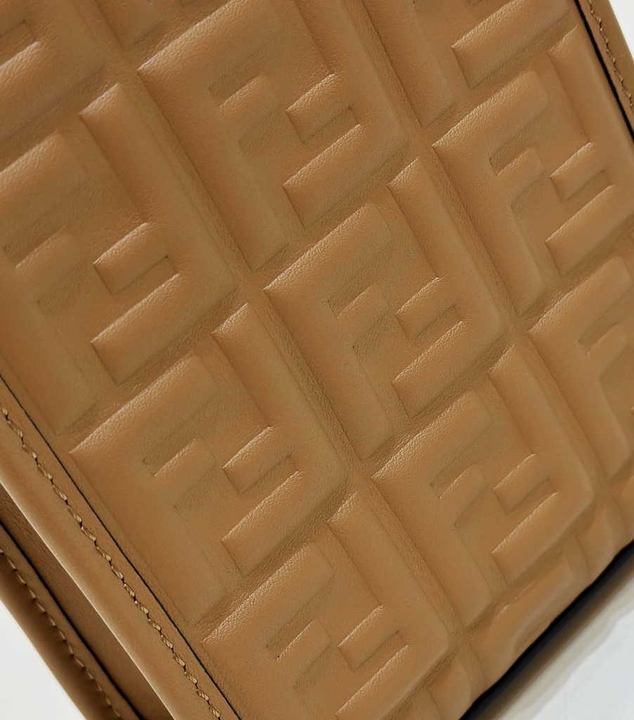 Fendi Mini Sunshine Shopper 8BS051 Brown leather mini-bag with FF motif - Default Title - View 7
