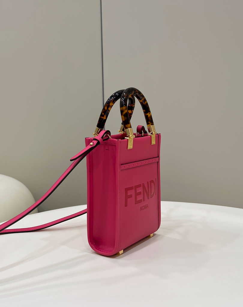 Fendi Mini Sunshine Shopper plum leather mini-bag 8BS051 - Default Title - View 3
