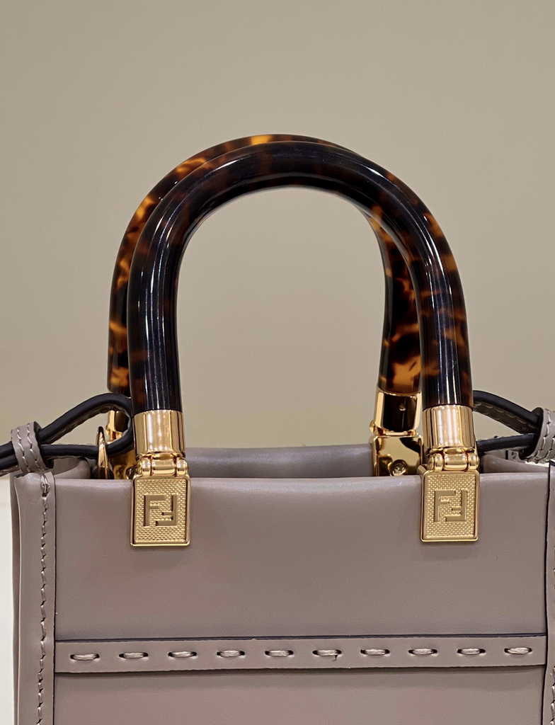 Fendi Mini Sunshine Shopper gray leather mini-bag 8BS051 - Default Title - View 6