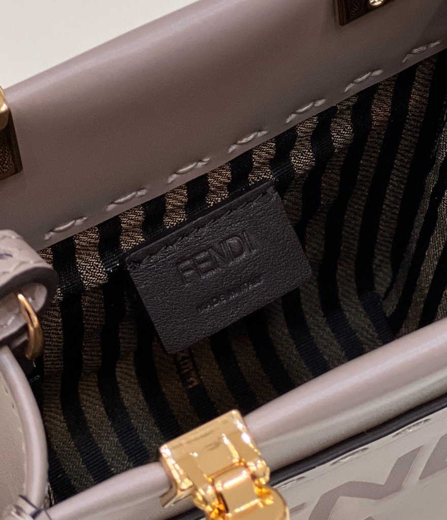 Fendi Mini Sunshine Shopper gray leather mini-bag 8BS051 - Default Title - View 7