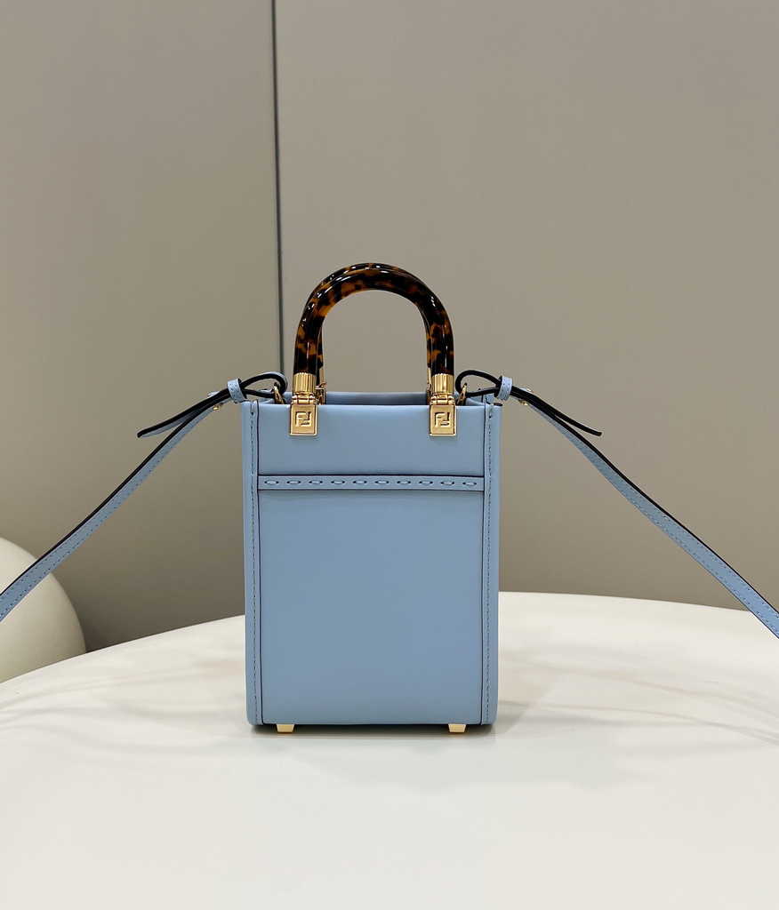 Fendi Mini Sunshine Shopper blue leather mini-bag 8BS051 - Default Title - View 2