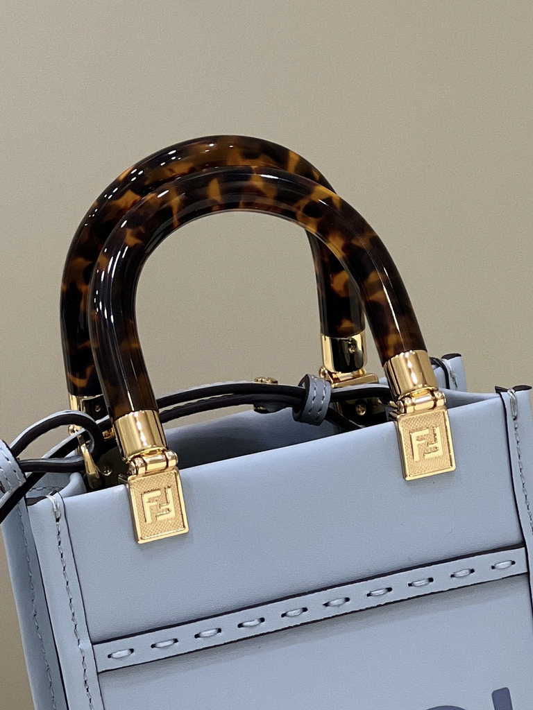 Fendi Mini Sunshine Shopper blue leather mini-bag 8BS051 - Default Title - View 5