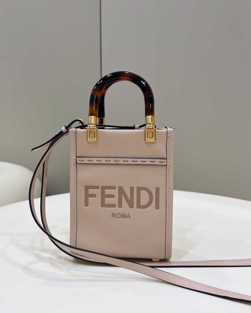 Fendi Mini Sunshine Shopper light pink leather mini-bag 8BS051 - Default Title - View 1