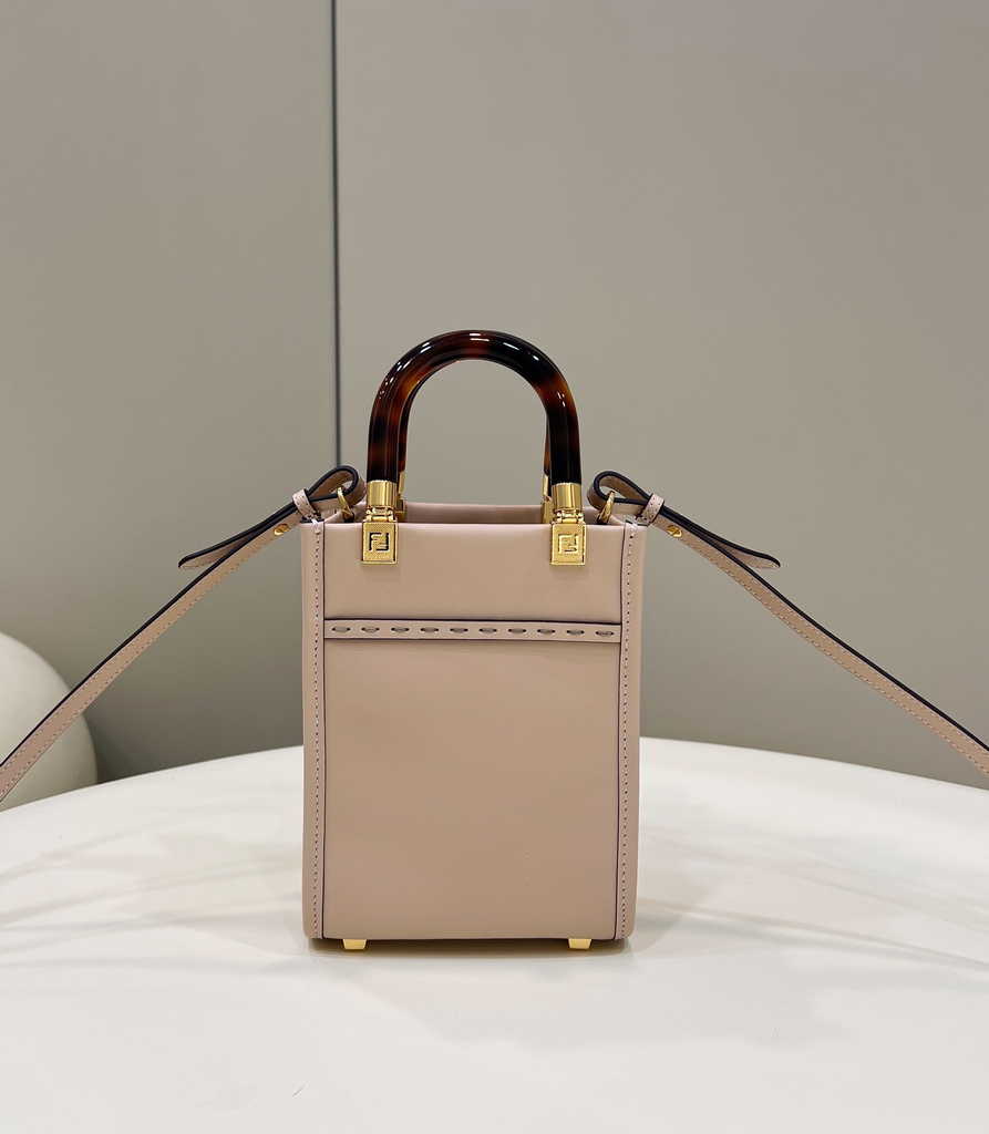 Fendi Mini Sunshine Shopper light pink leather mini-bag 8BS051 - Default Title - View 4