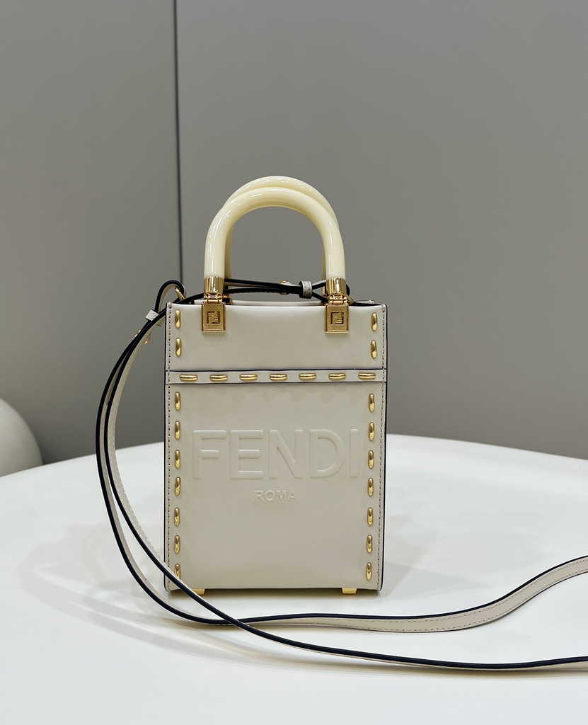 Fendi Mini Sunshine Shopper leather Beige mini-bag 8BS051 - Default Title - View 1
