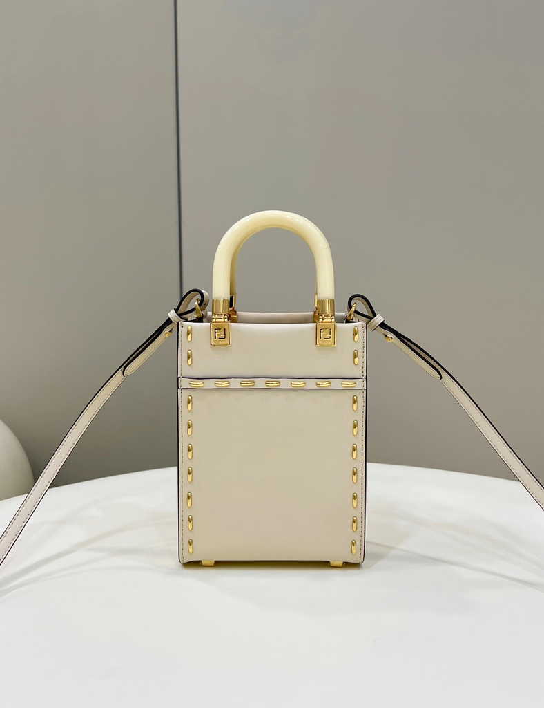 Fendi Mini Sunshine Shopper leather Beige mini-bag 8BS051 - Default Title - View 2