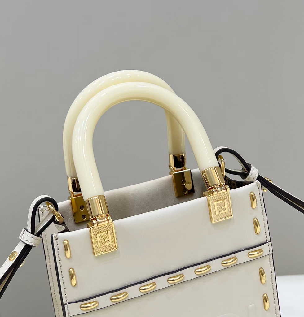 Fendi Mini Sunshine Shopper leather Beige mini-bag 8BS051 - Default Title - View 6