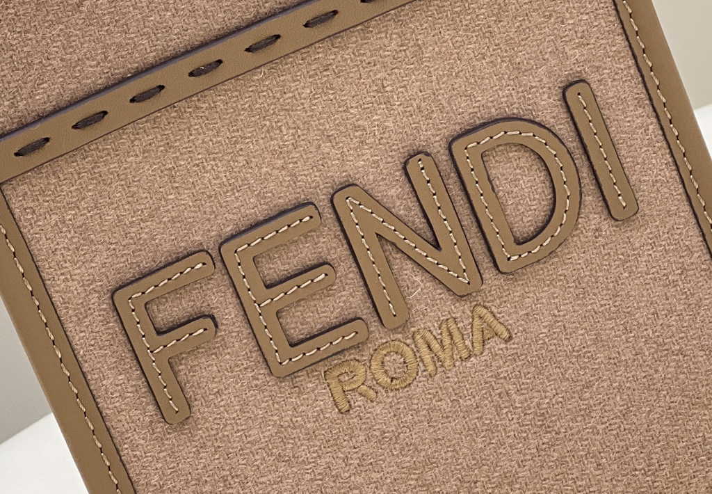 Fendi Mini Sunshine Shopper Brown Natural straw mini-bag 8BS051 - Default Title - View 2